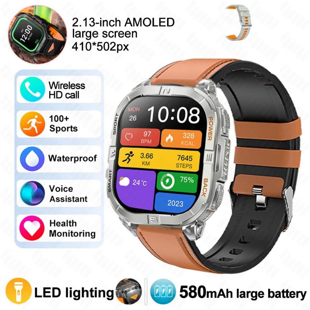 Новые умные часы GPS для улицы Барометрический компас Светодиодный фонарик 580 мАч Водонепроницаемость 3 АТМ 100+ спортивных режимов Здоровье BT-звонок Смарт-часы