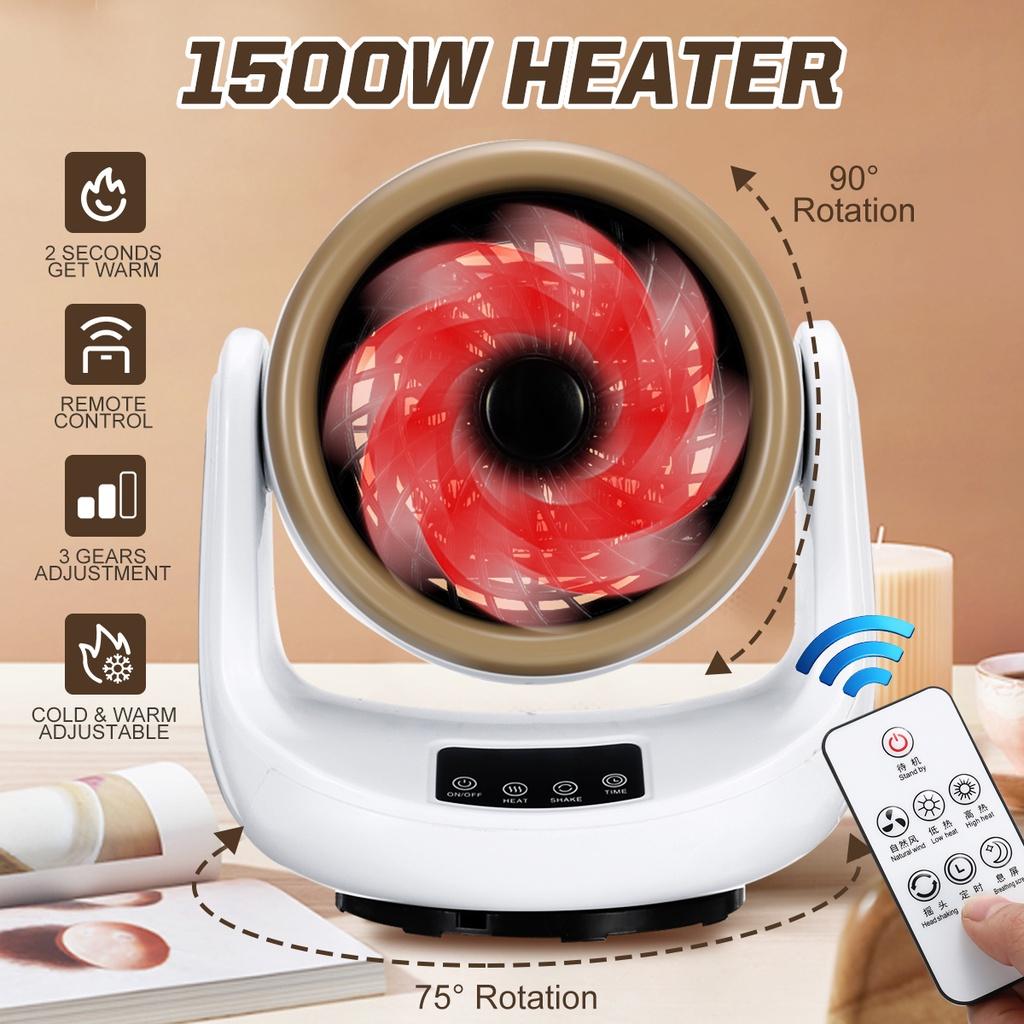 Electric Heater Portable Heating Fan Mini Desktop Air Cold Warm Heater Fan Winter 3 Gears Remote Control Wide for Home