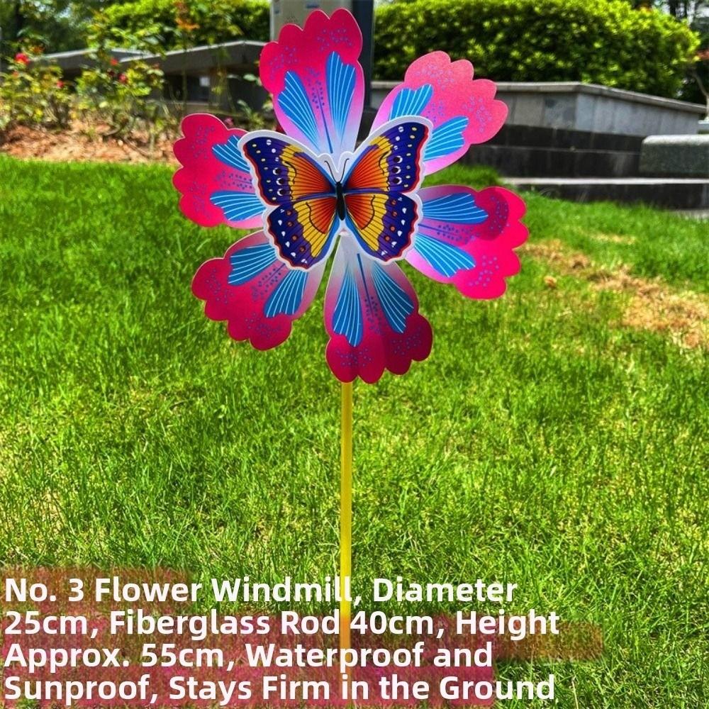Multistyles Flower Butterfly Windmill Colorful Standing Lawn Flower Pinwheel Picnic Decor Toys