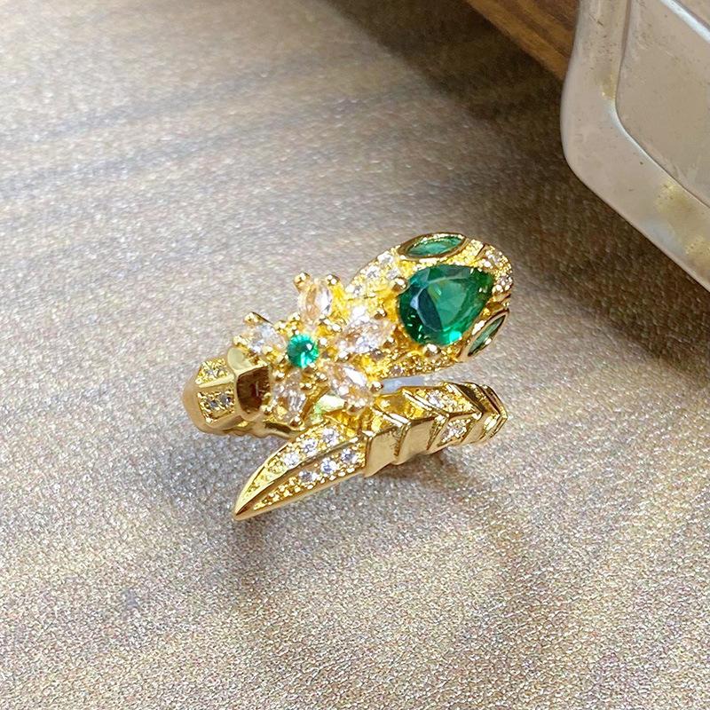 Halloween Punk Serpentine Zir*****Pen Ring Spirit Snake Series Personality Niche Hip Hop Ring Girl