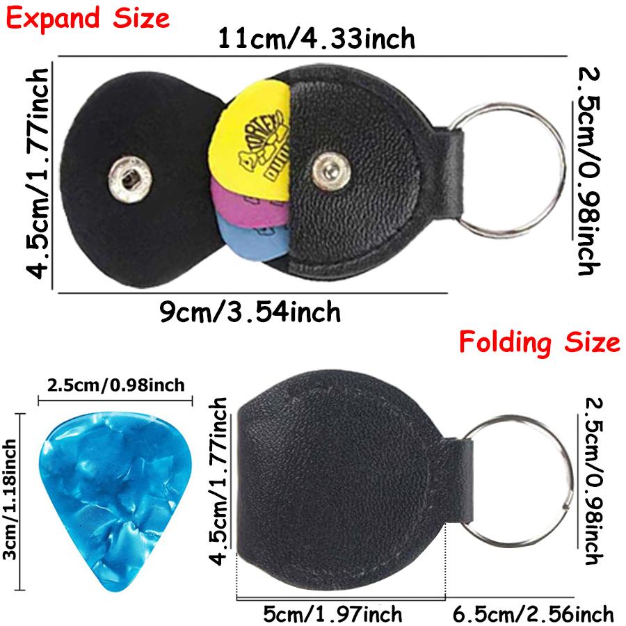 2 Colors Available Foldable Guitar Pick Storage Bag with 3pcs SLL Picks Portable Pick Storage Bag String Instrument Accessories