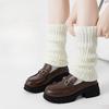 5 Pairs of Women's Spring and Autumn Thick Thread Solid Color Medium Long Tube Pile Socks and Sock Covers