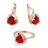 Simple Red Zircon Jewelry Sets for Women Vintage Fashion Earrings Rings Geometric Jewelry Party Wedding Jewelry