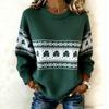 European and American real sweater printed retro Fair Island knitted sweater Saint Pat Festival clover crew neck autumn and winter new models