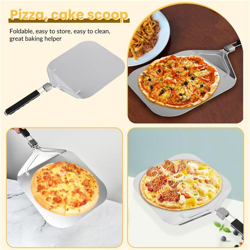 A67P-Folding Aluminum Pizza Peel For Pizza Stone,Professional Home Use Pizza Shovel For Baking Pizza And Cake On Oven Grill 1