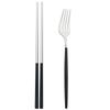 2Pcs Black Stainless Steel Set Cutlery Dinner Fork Chopsticks Portable Dinnerware Set Silverware Western Kitchen Home Tableware