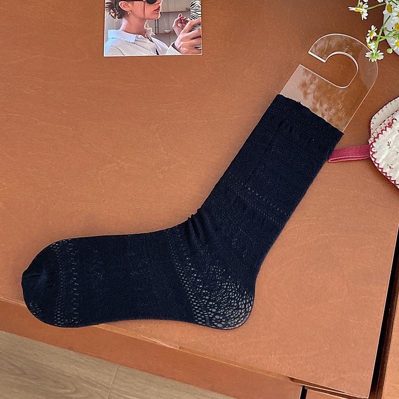 Pure Cotton Women's Lace Mid-calf Push-pull Socks, Breathable, Soft, Sweet and Trendy Socks