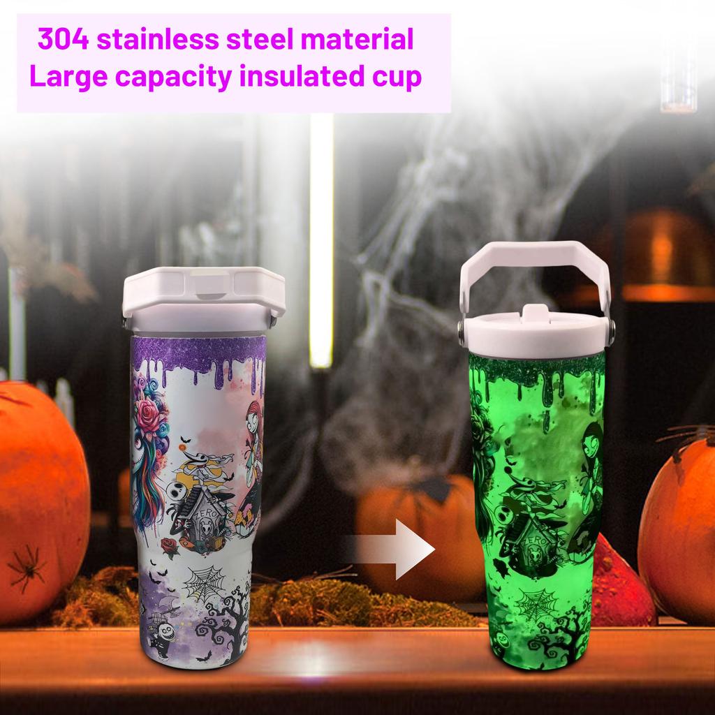 Halloween Luminous Cup 304 Stainless Steel Large Capacity Thermos- Cup High Value Car Thermos- Cup