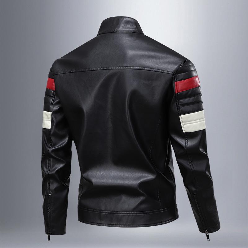 Men's PU Leather Motorcycle Racing Jacket for Spring & Autumn