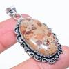 Natural Leopard Skin Jasper Gemstone 925 Sterling Silver Pendant 2.05" Y6q29