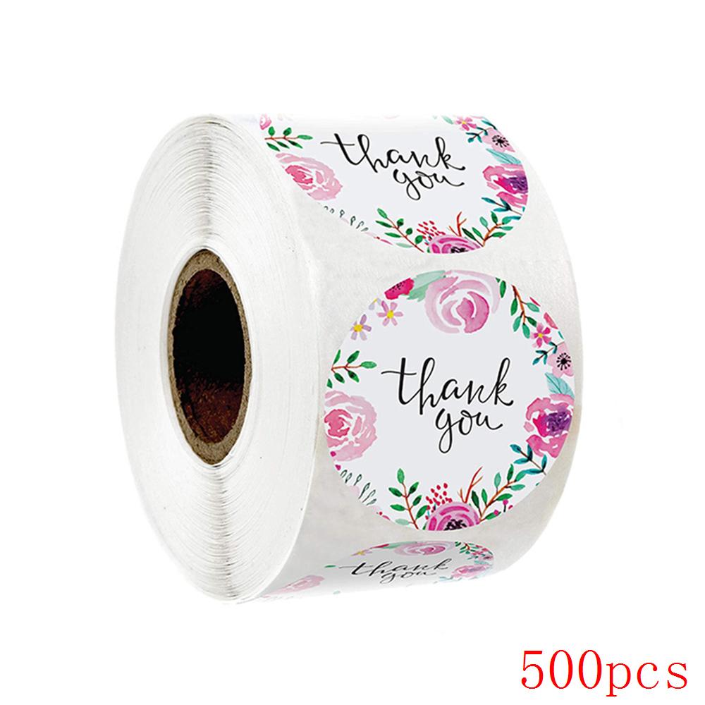 50-500Pcs 1'' Paper Hand Made Stickers Round Floral Thank You Stickers For Baking Envelope Business Seal Labels Sticker