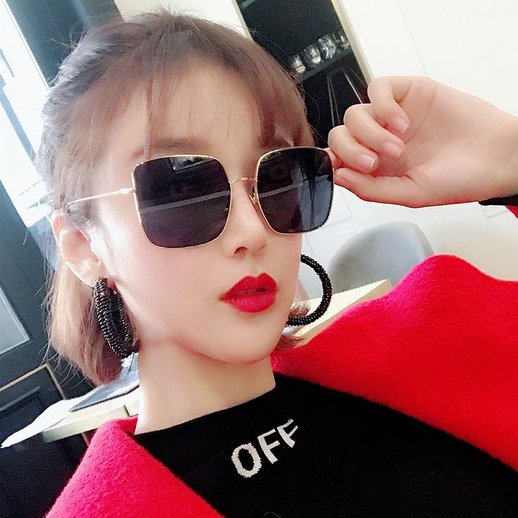 Internet celebrity square metal sunglasses retro polygonal sunglasses trendy large frame sunglasses