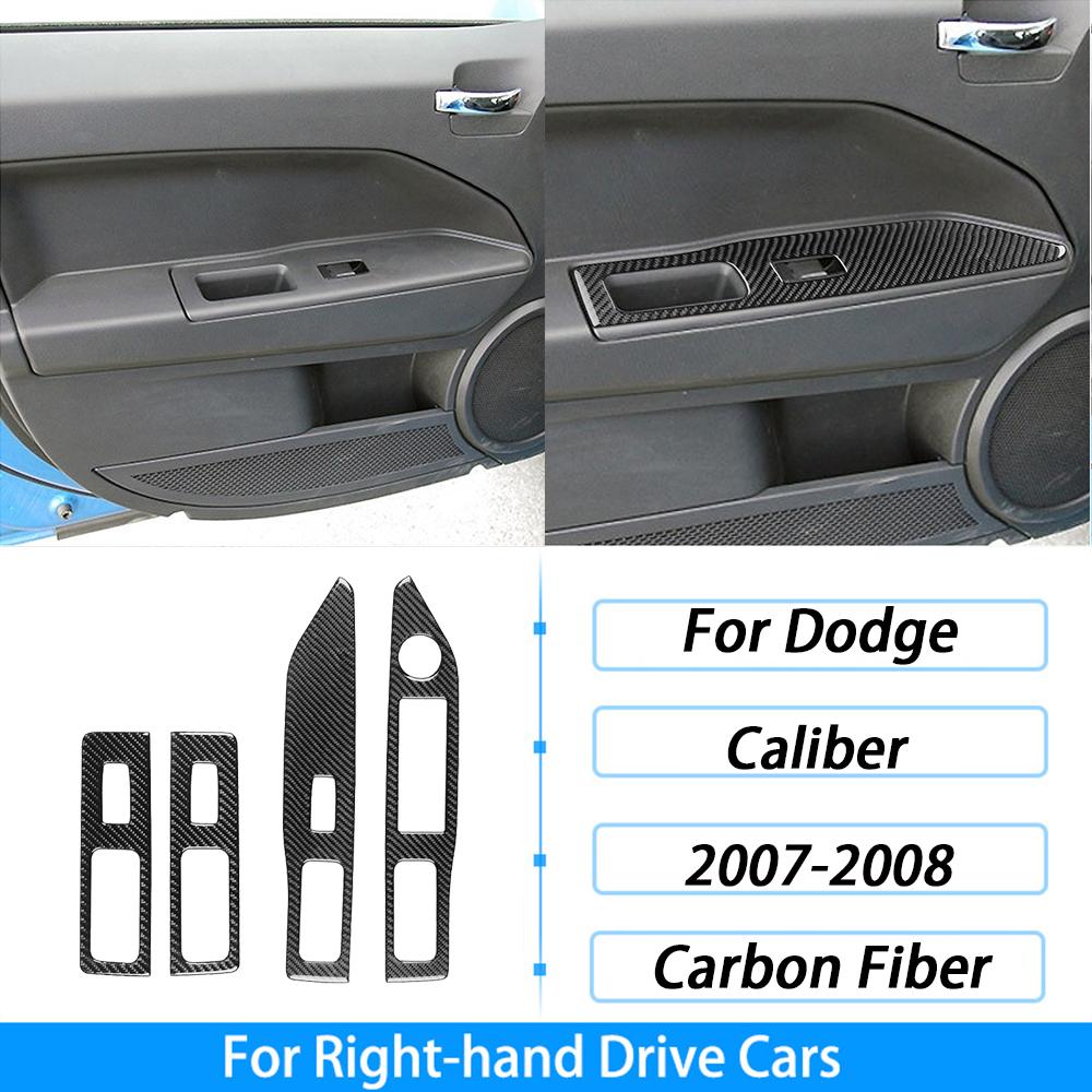 For Dodge Caliber 2007 2008 Carbon Fiber Inner Door Handle Panel Decorative Cover Car Interior Decoration Accessories Sticker