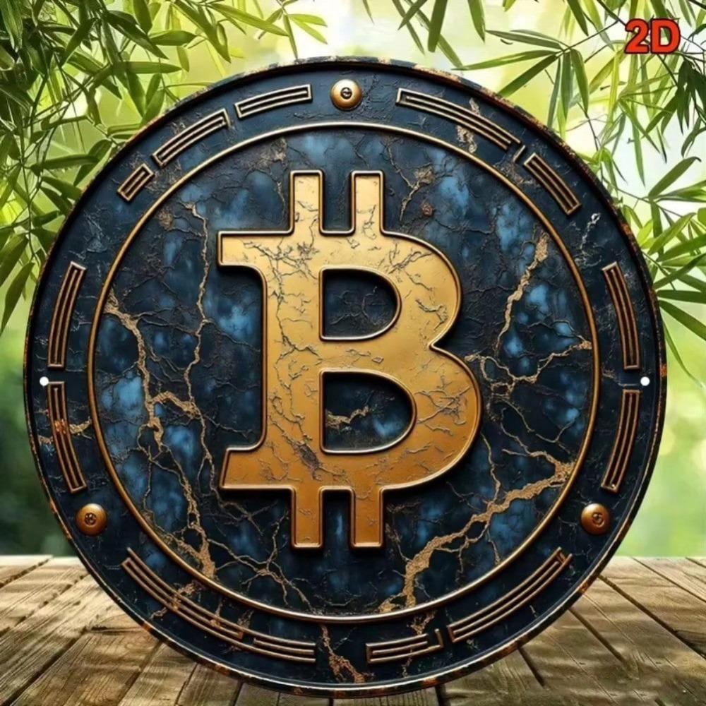 Металлическое Настенное Искусство Тема Цифровой Валюты Винтажная Круглая Картина Декор для Дома, Офиса, Кафе