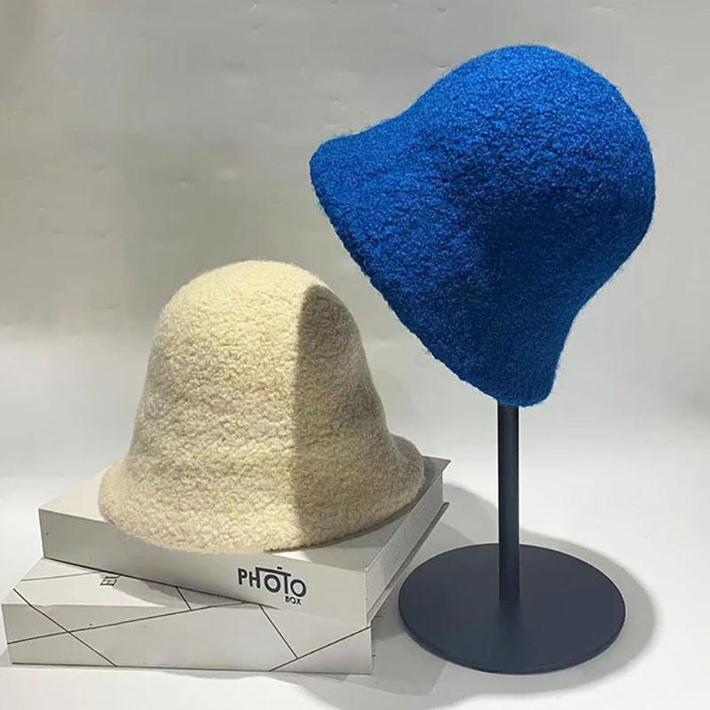 Осенне-зимние шапки для женщин, новые классические простые шерстяные овечьи шапки-ведро, теплая рыболовная шапка, универсальная модная японская женская панама