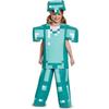 Halloween Blue & Green Minecraft Steve Costume for Kids, Stage Game Performance Outfit