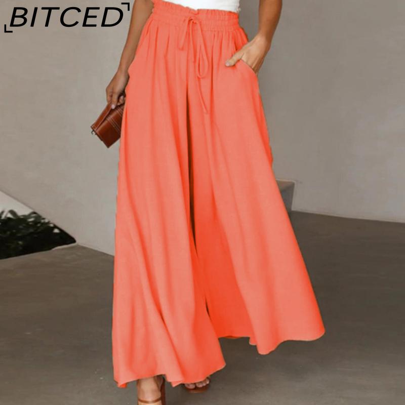 BITCED Women's Fashion Casual Solid Color Print Pants & Capris