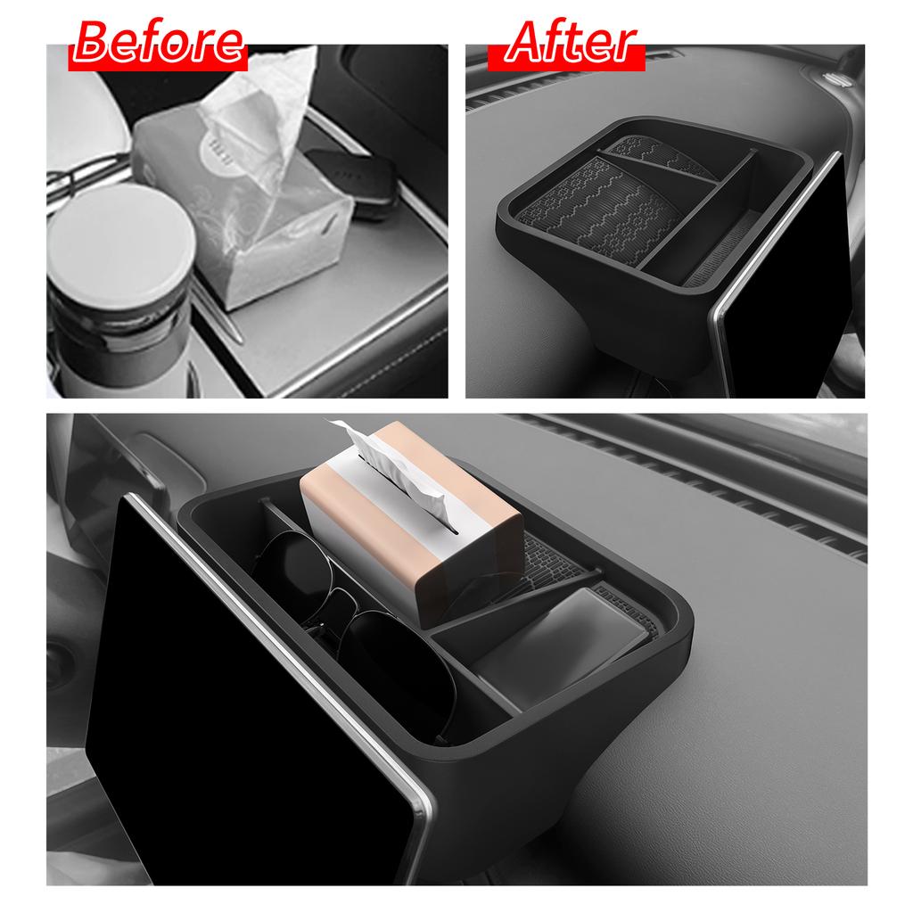 for BYD ATTO3 ATTO 3 YUAN PLUS 2025 2026 Dashboard Tray Organizer Display Screen Rear Storage Box Car Interior Accessories Black