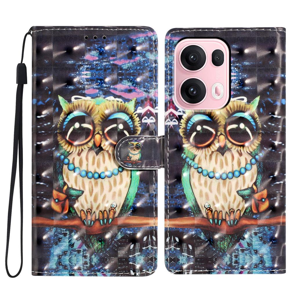 3D Pattern PU Leather Phone Wallet Case for Oppo A58 A38 A18 A57 A94 A17 A76 A36 A96 Reno8 Find X5 Reno7 A74 A54 A93 A78 Realme C61 C63 Realme 14 Pro