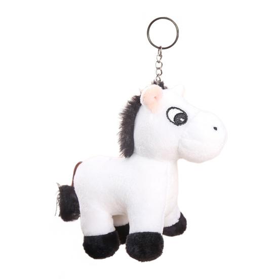 Cute Cartoon Plush Horse Doll Keychain Miniature Stuffed Animal Keyring Bag Pendant Stress Relief