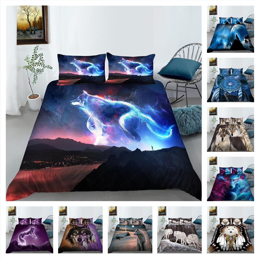 Комплект постельного белья 3D Wolf Series с жестоким лесным животным, пододеяльник, наволочка, 2 или 3 предмета, ткань из микрофибры, удобное украшение для дома