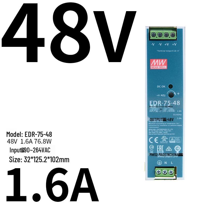 Импульсный источник питания Mingwei Rail XDR DC, 220 В на 12 В/24 В/36 В/48 В, Модели 120E/150E/75E