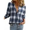 Осень и Зима Женская Новая Клетчатая Рубашка с V-образным вырезом Модная Повседневная Рубашка на Пуговицах