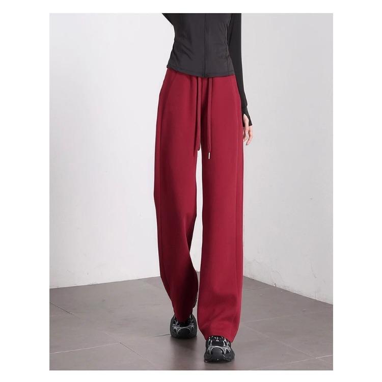 Fashionable High-Waisted Fleece-Lined Wide-Leg Pants for Women Autumn and Winter, Warm and Cozy Banana Trousers