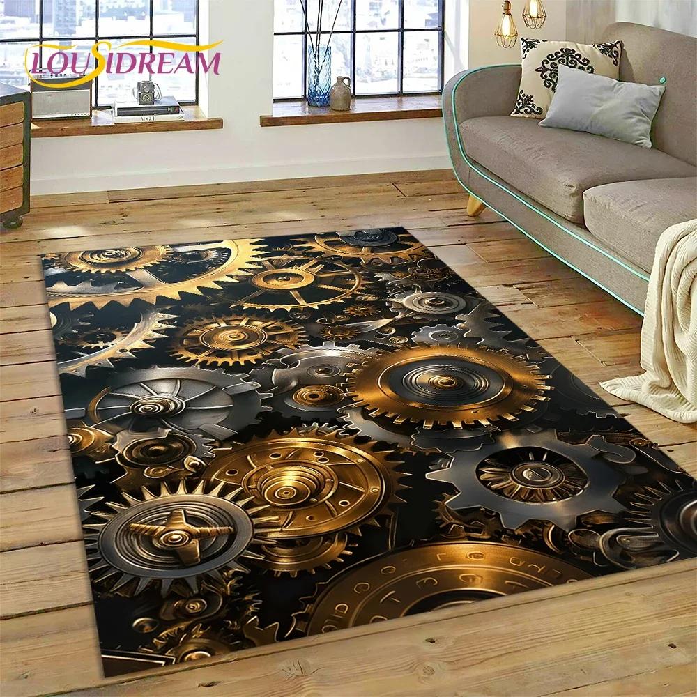 3D Механические Шестерни Стимпанк Ковер для Гостиной Спальни Декора, Напольный Коврик Нескользящий Декорация для Дивана Придверный Коврик Подарки