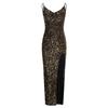 Women Deep V Sequins Wrap Ruched  Sleeveless Nightclub Party Dress