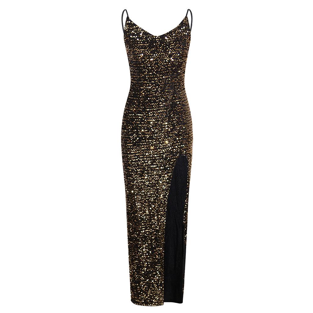 Women Deep V Sequins Wrap Ruched Sleeveless Nightclub Party Dress