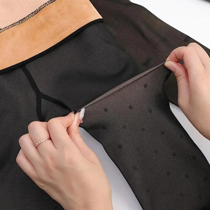 Теплые зимние женские колготки с рисунком в виде сердца, колготки на флисовой подкладке, термочулки с высокой эластичностью