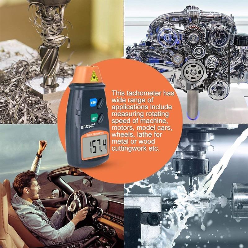DT-2234C+ Тахометр Бесконтактный тахометр RPM Цифровой тахометр Спидометр Лазерный тахометр Фотоэлектрический тахометр