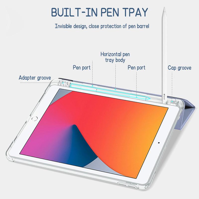 For iPad Air Pro Mini 10.9 11 9.7 10.2 8.3 12.9 13 11th 10th 9th Generation Trifold Stand Flip Smart Cover Soft Pencil Holder