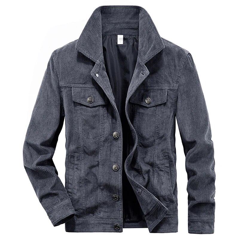 Men's Streetwear Motorcycle Corduroy Coats Bomber Jackets Men's Windbreaker Multi-pocket Cotton Cargo Parkas