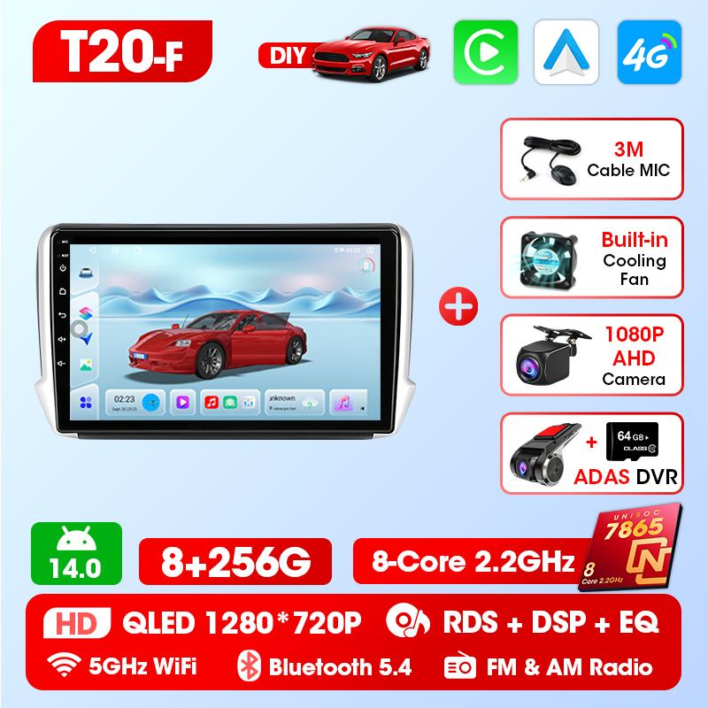 Srnubi 2 Din Car Radio Carplay Android Auto for Peugeot 208 2008 2012-2018 GPS Navigation Multimedia Player DSP UIS7865 Bluetooth 5.4 Support