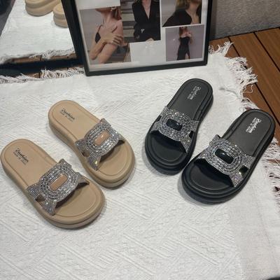 Новые женские тапочки на лето, повседневные и модные однотонные классные тапочки, пляжные тапочки на плоской подошве для похода на море