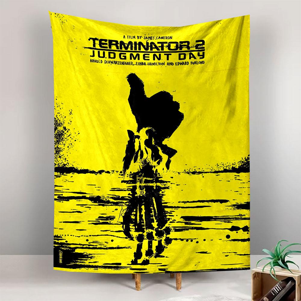 Terminator 2 Judgment Day Tapestry Wall Hanging, Arnold Cyborg Movie Art, Classic Sci-Fi Wall Decor for Bedroom Man Cave