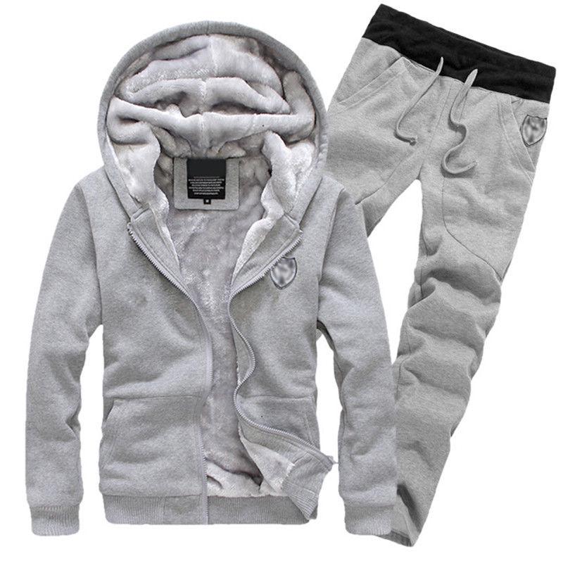 Модный зимний спортивный костюм унисекс из 2 предметов для фитнеса, комплект для бега, толстовка с капюшоном, брюки, повседневный костюм