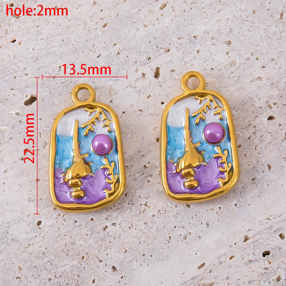 2pcs Stainless Steel Retro Ocean Turtle Octopus Crab Shell Star Pendant Necklace Earring Flower Charm Jewelry Making Craft Gift