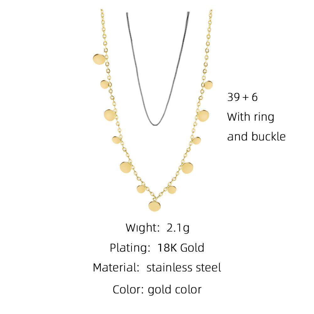 YACHAN 316L Stainless Steel Golden Chain Necklace for Women Small Geometric Round Multiple Pendants Short Necklaces Jewelry