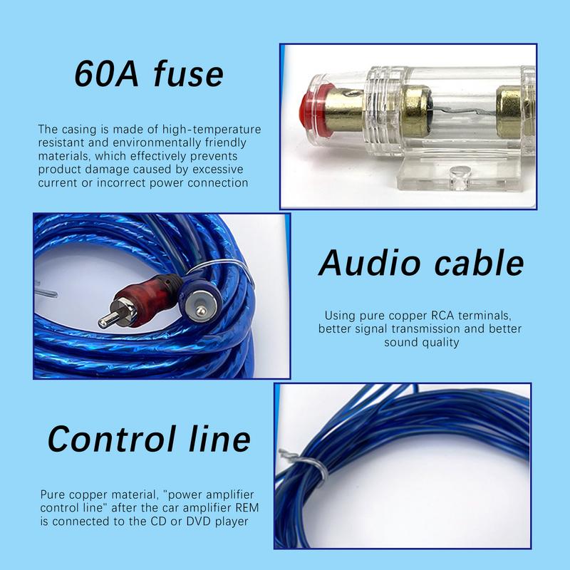 Автомобильный аудиокабель, комплект проводки усилителя, комплект проводов усилителя звука Anto 1500 Вт, полный комплект проводки усилителя, комплект проводки сабвуфера