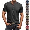 Men's Summer Solid Color Button Collar Short Sleeve Tops Men's Casual Loose Fashion Tops