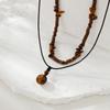 Pine Stone Double Layer Necklace Pendant Sweater Chain Fashion Necklaces for Men  Men