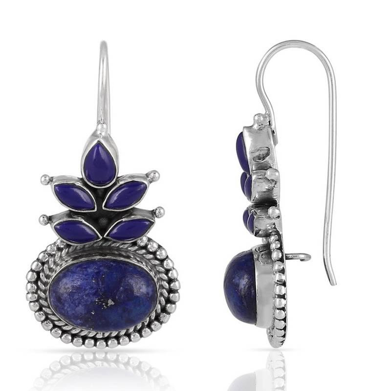 Ethnic Round Lapis Lazuli Earring Vintage Jewelry Water Droplets Dangle Earrings for Women