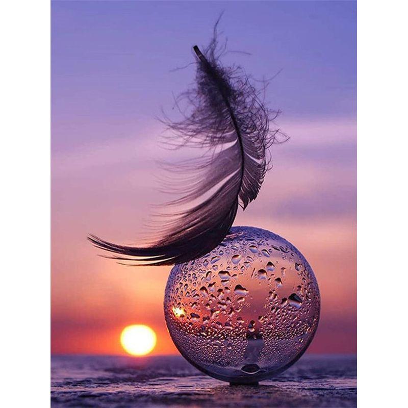 5D Diy Алмазная картина Полный круглый стеклянный стакан для воды Пейзаж Алмазная вышивка крестом Мозаика Домашний пейзаж Стена