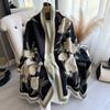 Retro High-End Simple And Elegant Flower Thickened Scarf Winter Scarf Women'S Fashion Warm Shawl