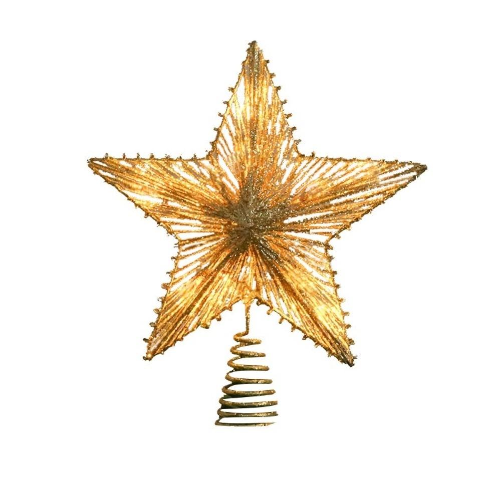 3D Glitter Star Christmas Trees Topper Iron Glowing Tree Topper Home Xmas Tree Ornament