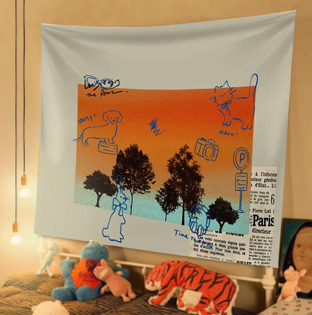 American Retro Animal Tapestry HighEnd Decorative Wall Hanging Backdrop Cloth for Home Decor