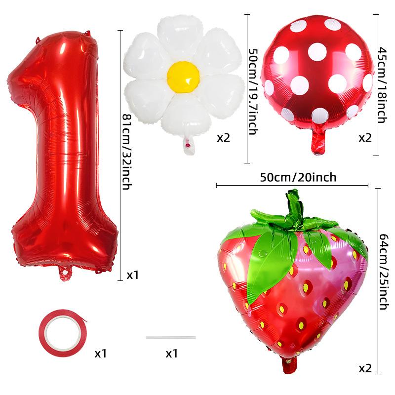 Fruit Series Gradual Change Strawberry Balloon Set Hawaiian Party Decoration Anniversary Decoration Birthday Balloon